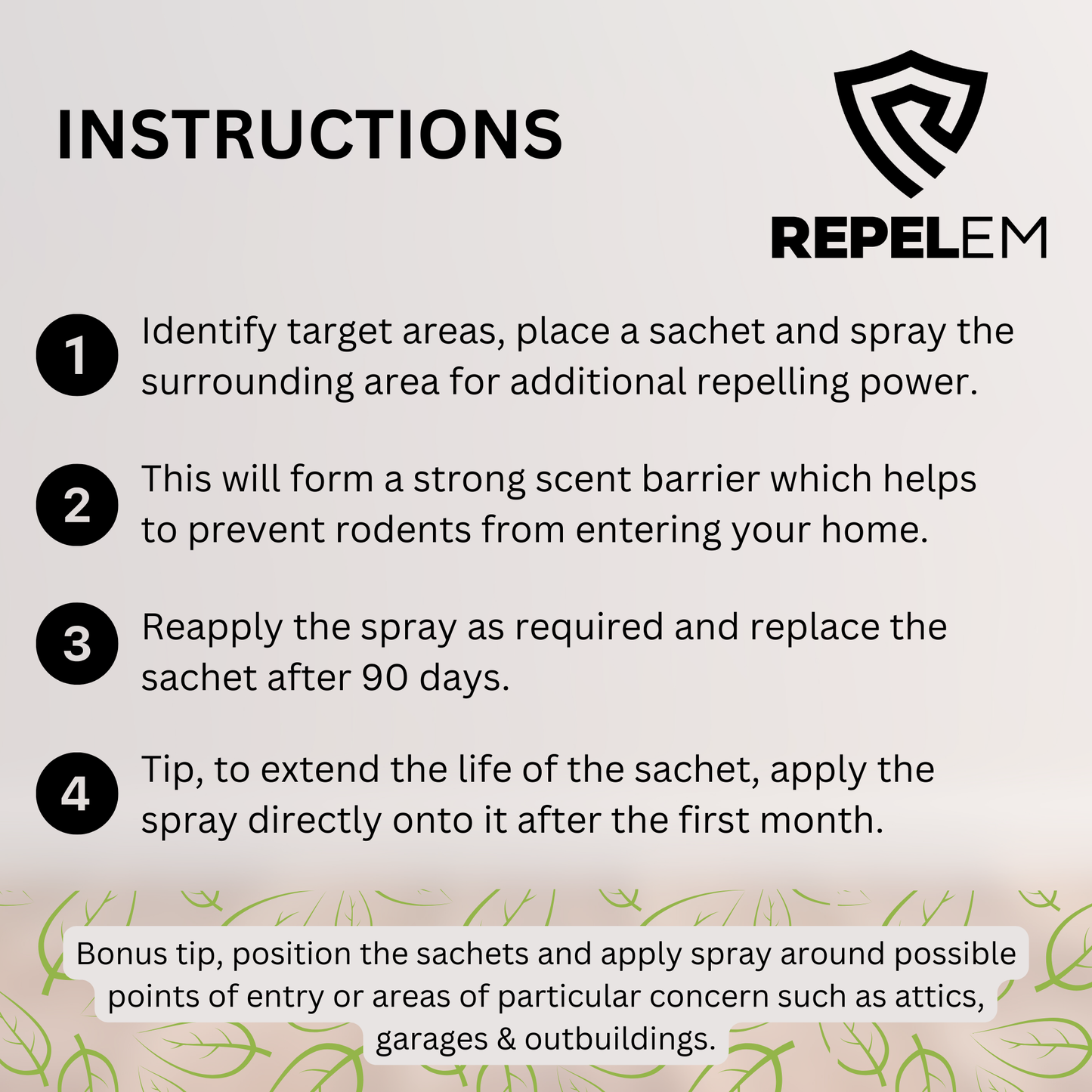 REPELEM Rodent Repellent Bundle - 6 Rodent Repellent Sachets & 250ml Peppermint Rodent Repellent Spray